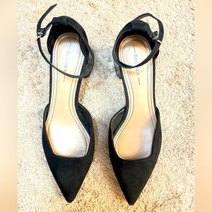 Pointed suede block heels